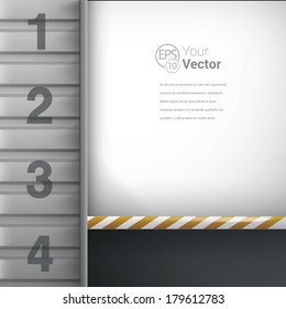 Yellow - white edition of parallel lines steel lamine wall 3d architectural mock-up. Industrial vector building illustration for all different media: web, infographics,brochure
