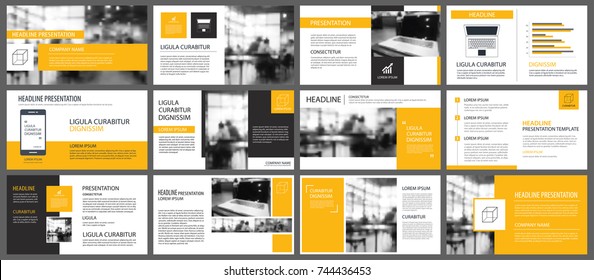 Elemento amarelo e branco para infográfico slide em fundo. Modelo de apresentação. Use para relatório anual de negócios, flyer, marketing corporativo, folheto, publicidade, folheto, estilo moderno.