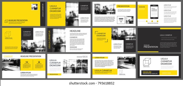 Elemento amarelo e branco para infográfico slide em fundo. Modelo de apresentação. Use para relatório anual de negócios, flyer, marketing corporativo, folheto, publicidade, folheto, estilo moderno.