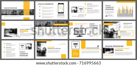 Yellow and white element for slide infographic on background. Presentation template. Use for business annual report, flyer, corporate marketing, leaflet, advertising, brochure, modern style.