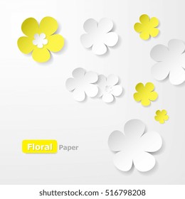 Yellow and white floral paper background.