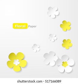 Yellow and white floral paper background.