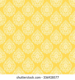 yellow & white floral pattern, seamless texture background