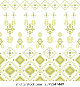 Yellow and white geometric abstract seamless pattern with ornamental decorative elements. Vector illustration. Idea for wallpaper, textiles, and Turkish tiles and pottery.