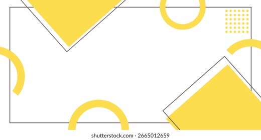 Yellow and white geometric background. Memphis shapes template. Business and presentations