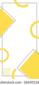 Yellow and white geometric background. Memphis shapes template. Business and presentations