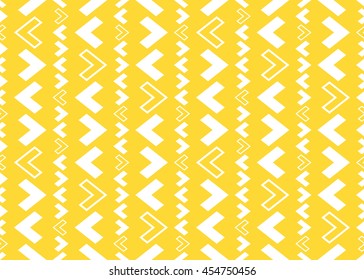 Yellow and White Geometric Seamless Pattern. Vector Abstract Ornament. Tribal Decorative Background.