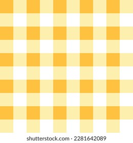 Yellow and white gingham, Checkered Pattern seamless for picnic blanket, tablecloth, plaid, clothes, Italian style overlay, fabric geometric. Vector illustration cartoon Flat web design element for we