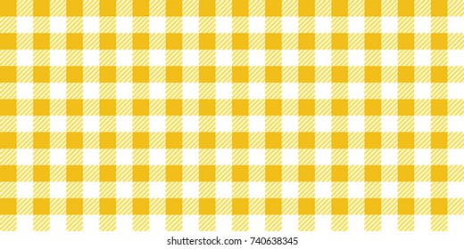 Yellow and White Gingham Tablecloth Seamless Pattern 
