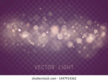 	
Yellow White Gold Light abstract glowing bokeh lights effect isolated on transparent background. Festive purple and golden luminous background. Christmas concept. Blurred light frame. Vector 