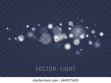 Yellow White Gold Light Abstract Glowing Bokeh Lights Effect Isolated On Transparent Background. Festive Purple And Golden Luminous Background. Christmas Concept. Blurred Light Frame. Vector 