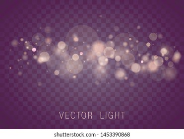 	
Yellow White Gold Light abstract glowing bokeh lights effect isolated on transparent background. Festive purple and golden luminous background. Christmas concept. Blurred light frame. Vector 