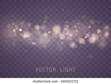 	
Yellow White Gold Light abstract glowing bokeh lights effect isolated on transparent background. Festive purple and golden luminous background. Christmas concept. Blurred light  Vector 