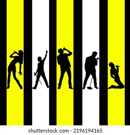 Yellow White Graffiti Typography. Vector Illustration. The design of a group of singers singing songs