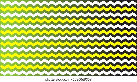 Amarelo, branco, verde padrão em zigue zague fundo padrão abstrato sem emenda fundo, design textura horizontal. É um arquivo personalizável.
