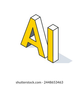 a yellow and white isometric letter a on a white background