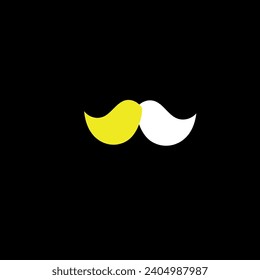 yellow and white mustache in front of the background
