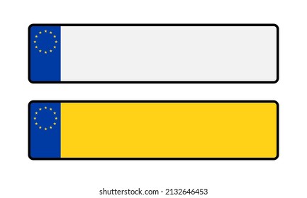 blue and yellow car plates