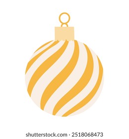 A yellow and white ornament with a gold and silver swirl design