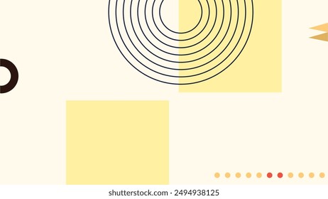 a yellow and white pattern with a circle in the middle colorful geometric shapes simple lines