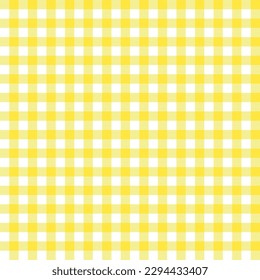 Yellow white restaurant tablecloth pattern. Vintage style plaid pattern. Checkered vector illustration rustic texture.