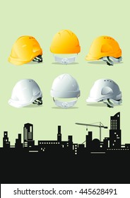 Yellow and White safety hard hat 