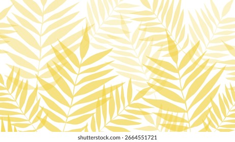 Fondo de patrones sin costuras amarillo y blanco con hojas.  Fondo de pantalla tropical botánico con hojas de palma. 