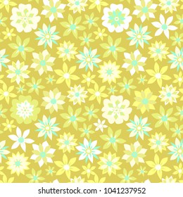 Yellow - white seamless vector floral pattern