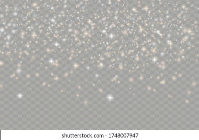 Yellow and white sparks glitter special light effect. Vector sparkles on transparent background. Sparkling magic dust particles.