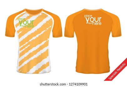 Yellow and white sport wear protection equipment vector illustration.layout football sport t-shirt design. Template front, back view. Soccer kit national team shirt mock up and number for edit. - Vect