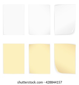 Yellow and white stick blank note paper set collection. 