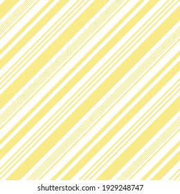 Yellow white stripe pattern textured vector. Seamless herringbone light bright asymmetric diagonal stripes for dress, shirt, skirt, other modern spring summer everyday casual fashion textile design.