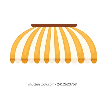 Yellow and white striped sun shade awning shelter for store cafe or market vector illustration isolated on white background