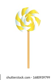 Yellow and white swirl lollipop, vector