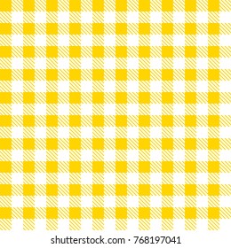 Yellow and white tablecloth pattern. Vector illustration. Seamless checkered pattern.