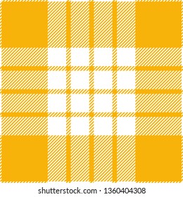 Yellow and white tartan plaid. Decorative Scottish textile pattern.