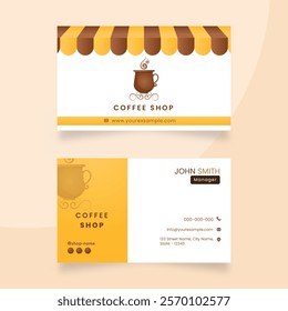 Yellow and White themed Coffee Cup Business Card design.