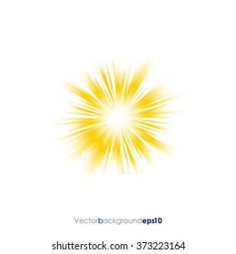 Yellow and white vector background with sun burst effect
