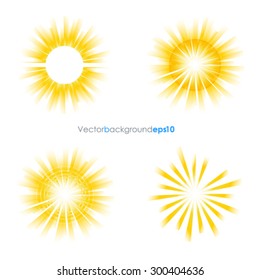 Yellow and white vector backgrounds with sun burst effect