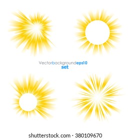 Yellow and white vector backgrounds with sun burst effect