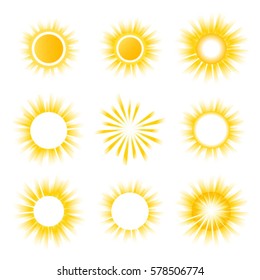 Yellow and white vector backgrounds with sun burst effect