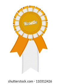 Yellow / white vector detailed fabric textured ribbon rosette