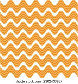 Yellow and white waves noodle seamless pattern. Vector linear ornament