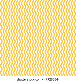 Yellow And White Waves Noodle Seamless Pattern. Vector Linear Ornament.