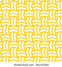 Yellow and white waves seamless pattern. Vector linear ornament. Colorful geometric background.