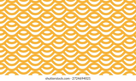 Patrón ondulado sin costuras amarillo y blanco. Ornamento lineal de Vector para fondos, tela, papel de embalaje y decoración moderna.