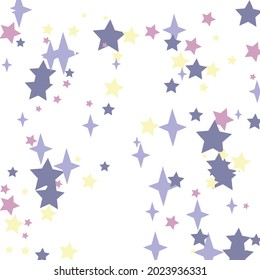 Yellow White Winter Night Four-pointed Background. Santa Stars Color Pastel Print Design Pic. Mystery Kids Purple New Year Sky Children Composition. Christmas Pink Holiday Girl Magic Pattern.