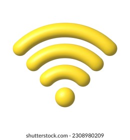 Yellow Wi-Fi icon. Wifi signal, connection and network concept. 3D realistic wireless network vector illustration.