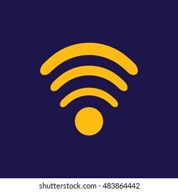 Yellow Wi-Fi sign. Blue background