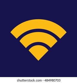 Yellow Wi-Fi sign vector icon. Blue background